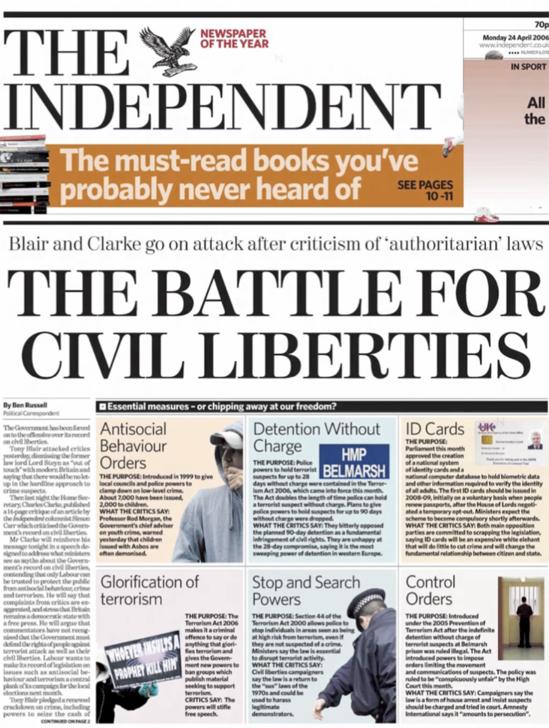 The Battle for Civil Liberties Headline